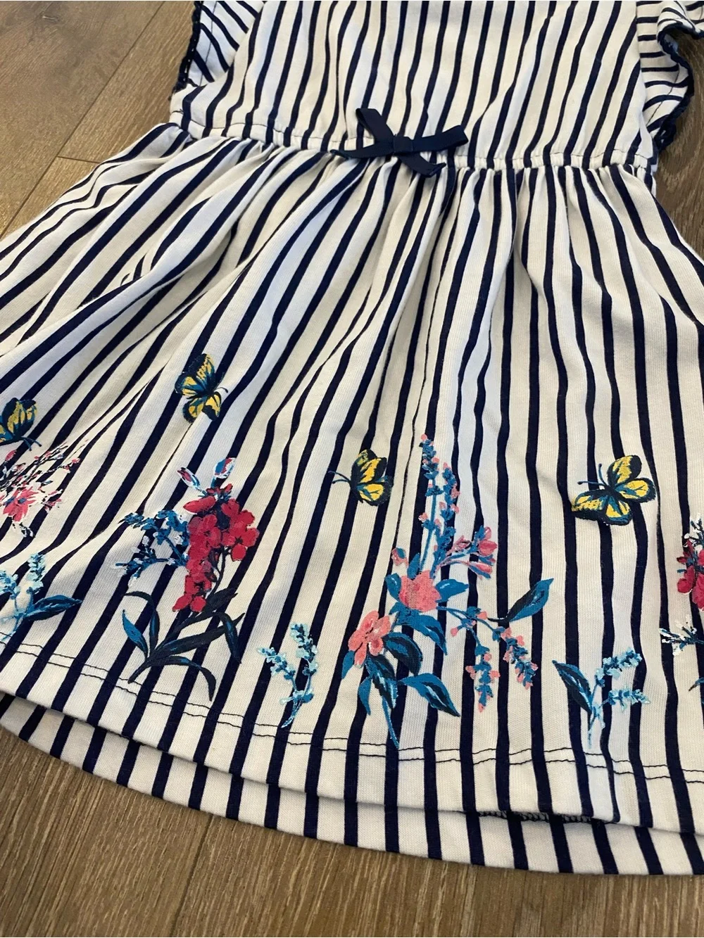 Nautica Girls' Navy Stripe Floral Dress - Picture 3 of 4